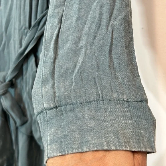 Chaser heirloom woven long sleeve belted trenchcoat coastal cloud wash small new - Picture 6 of 7
